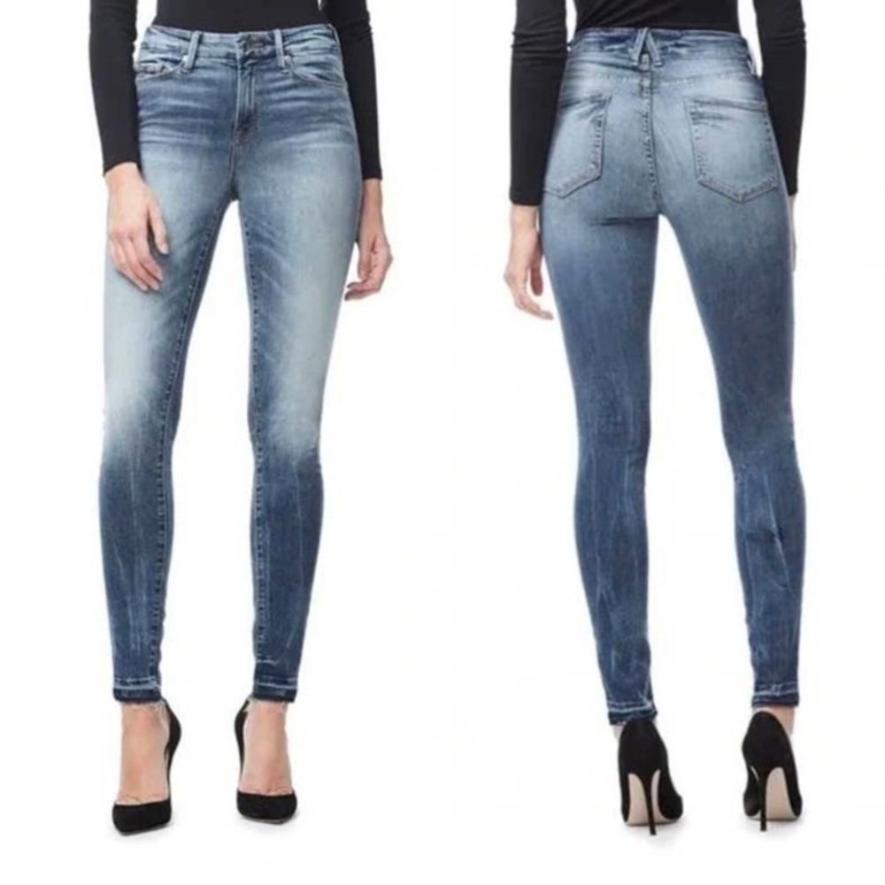 Good American Good Legs Released Hem Skinny Jeans Blue017 Super Stretch Size 6